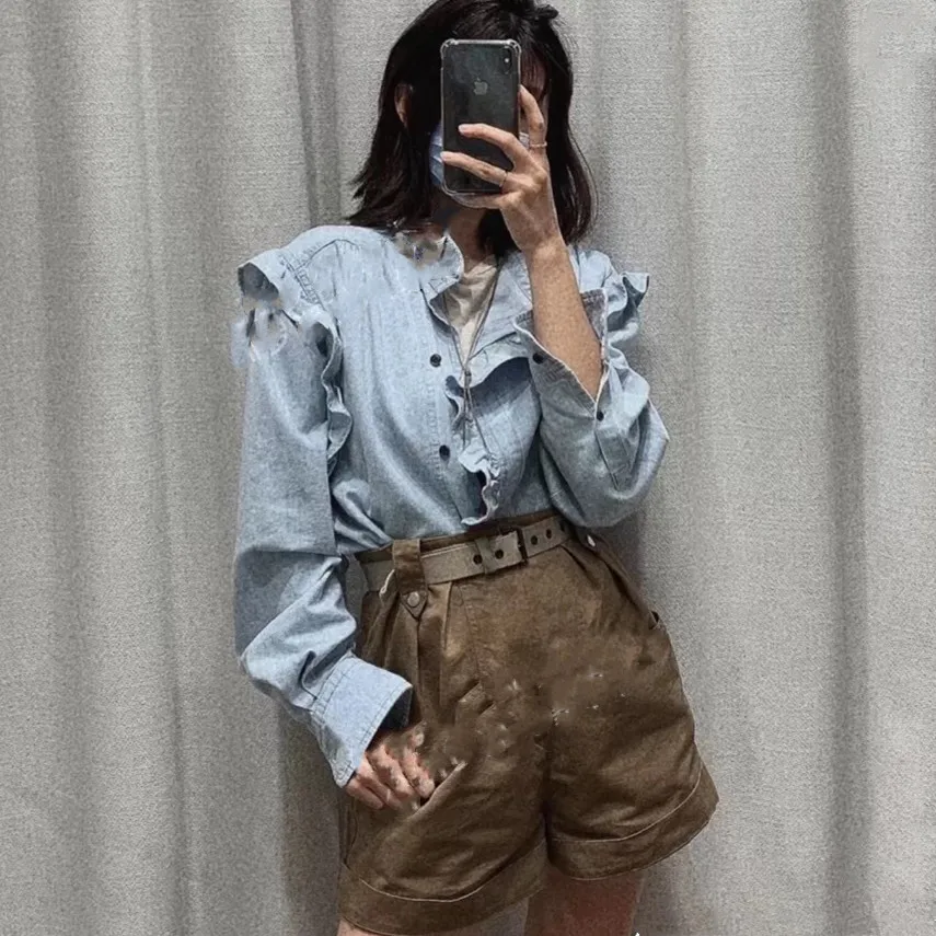 Fashion Frill-Trim Collar Women's Shirt 2020 New