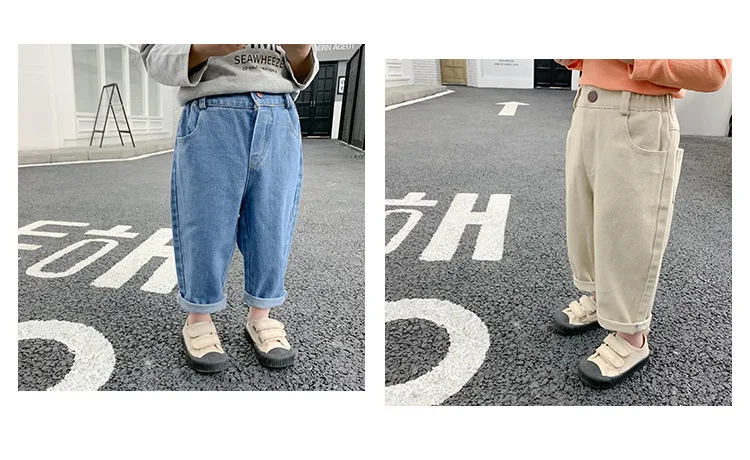 US Bud Mommy BOY'S Denim Trousers Autumn Clothing Trousers Children Versatile Solid Color Pants Male Baby Loose-Fit Western Styl