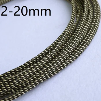 

Black Gold PET Braided Wire Sleeve 3 4 6 8 10 12 14 16 20 mm Tight High Density Insulated Cable Protect Expandable Colorful