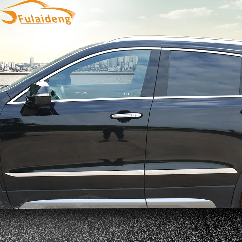 4 шт. для Cadillac XT4- нержавеющая сталь хромированная Боковая дверь Корпус нижняя полоса крышка отделка автомобиля Стайлинг Аксессуары