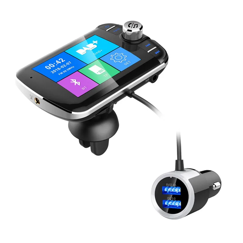 JaJaBor fm-передатчик dab цифровой аудиовещание AUX автомобильный радиоприемник Bluetooth автомобильный комплект громкой связи USB QC3.0 Быстрая зарядка