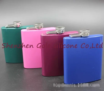 

100pcs/lot lead-free , Color mixed stainless steel 7oz hip flask Stainless steel hip flask can be custom-made LOGO