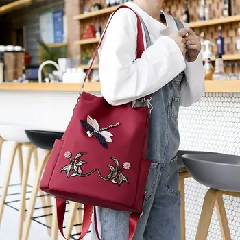 

Fashion Chinese Style Embroidery 3D Pattern Backpacks Anti Theft Women Backpack