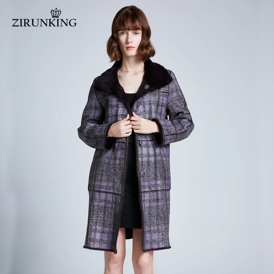 ZIRUNKING женский Настоящий мех кролика, пальто, женские Реверсивные парки из натуральной кожи, верхняя одежда, женское теплое зимнее пальто ZC1916
