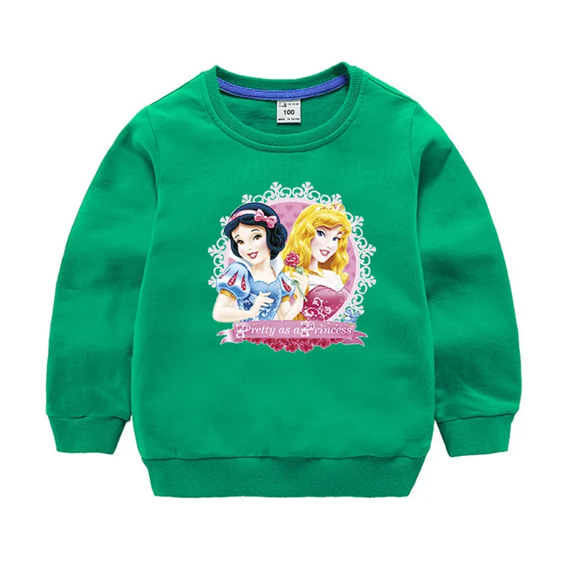 Толстовки с капюшоном для девочек; детская одежда принцессы Софии, Белоснежки; осенние хлопковые топы с длинными рукавами для малышей; детский пуловер - Цвет: Green