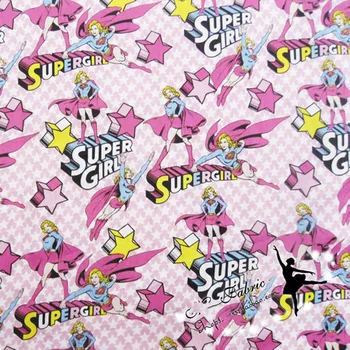

145cm Wide 100% Cotton Fabrics Cartoon Star Super Girl Printed Dress Fabric DIY Patchwork Clothes Sewing Material Accessories