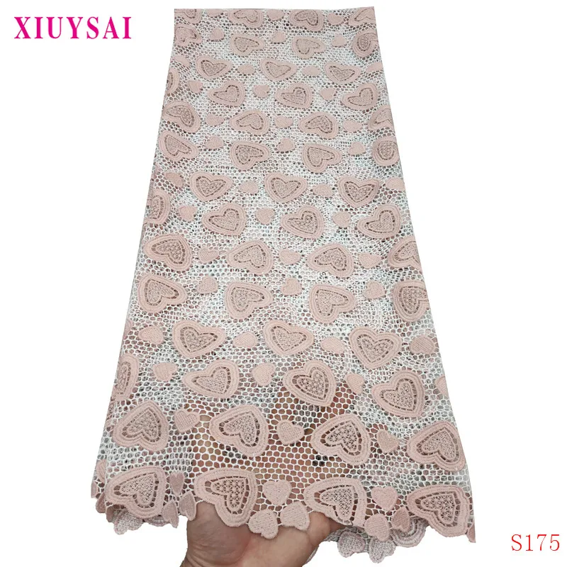 XIUYSAI Африканский шнур кружевной ткани розовая кружевная ткань гипюр кружевная ткань, цветные ткани вышивка Африканский Швейцарии высокое качество 5 ярдов