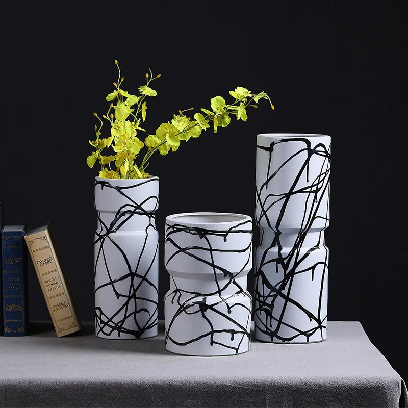 

Ceramic Modern Countertop Decoration Vase Model Room Hotel New Chinese Flower Crafts Decoration Nordic Decoration Home