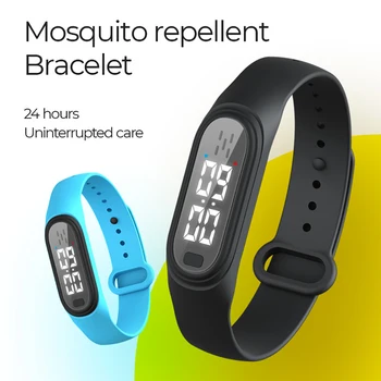 

Rechargeable Ultrasonic Mosquito Repellent Wristband Electronic Mosquito Bug Control Repellent Wristband with Clock Function New