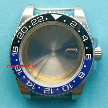 

Sapphire crystal 40mm stainless steel case blue black ceramic bezel watch case fit ETA 2836 Miyota 8215 DG 3804 movement