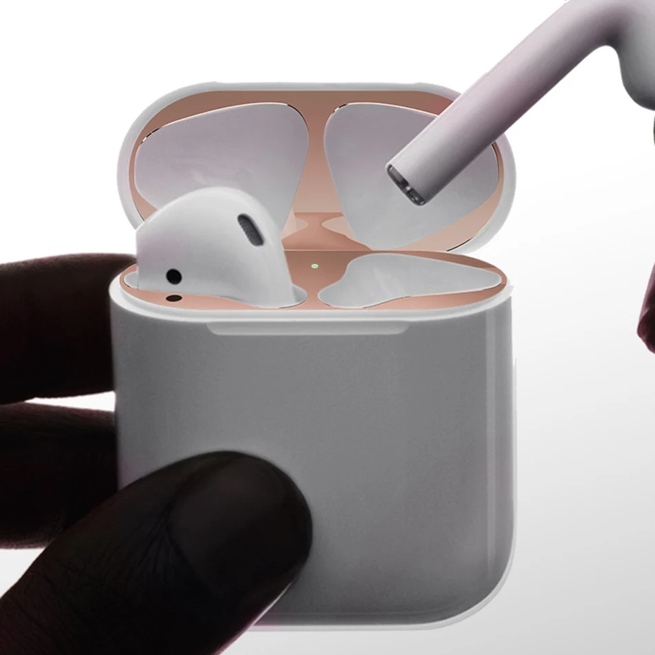 Для Apple AirPods металлическая Пылезащитная наклейка для AirPods 2 ультратонкий аксессуар защитная наклейка Пылезащитная защита кожи