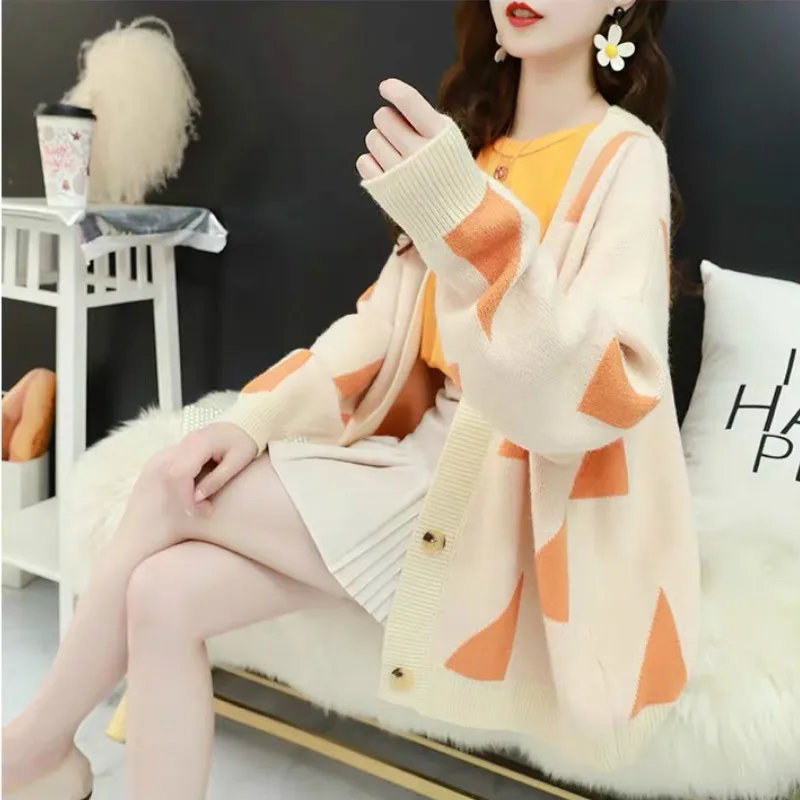 New Korean version of commuting Slouchy loose knit coat cardigan New Korean version of commuting Slouchy loose knit coat cardigan