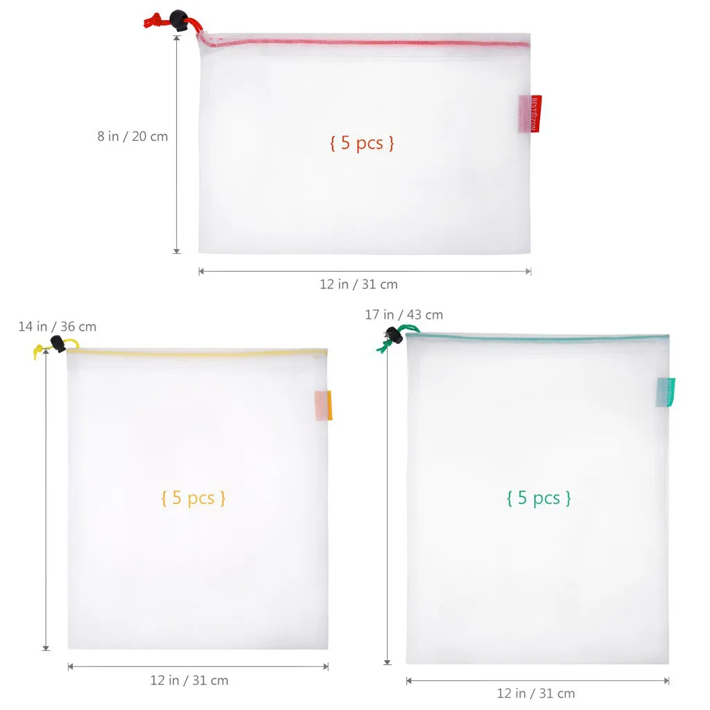 Многоразовые сетчатые мешки для производства моющиеся экологически чистые сумки для хранения фруктов и овощей# T2