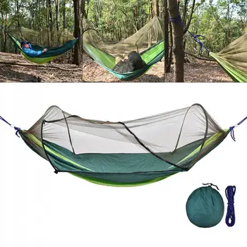 

Portable Outdoor Camping Hammock with Mosquito Net High Strength Parachute Fabric Hanging Bed Hunting Sleeping Swing