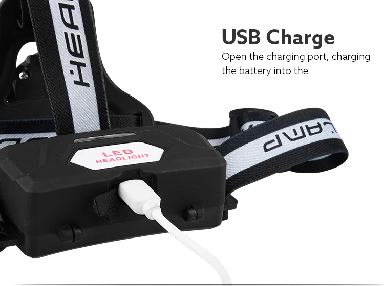 Светодиодный налобный фонарь с зарядкой от USB, 5 светодиодный налобный фонарь для кемпинга, пешего туризма, 5 светодиодный налобный фонарь
