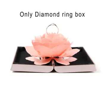 

Hot Delicated Folding Flower Ring Box Rotating Rose Ring Box Birthday Valentine's Day Wedding Jewelry Display Boxes