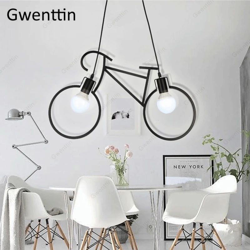 

Creative Bicycle Pendant Lamp Modern Led Light Fixtures for Bedroom Living Room Hanglamp Loft Industrial Home Decor Luminarias