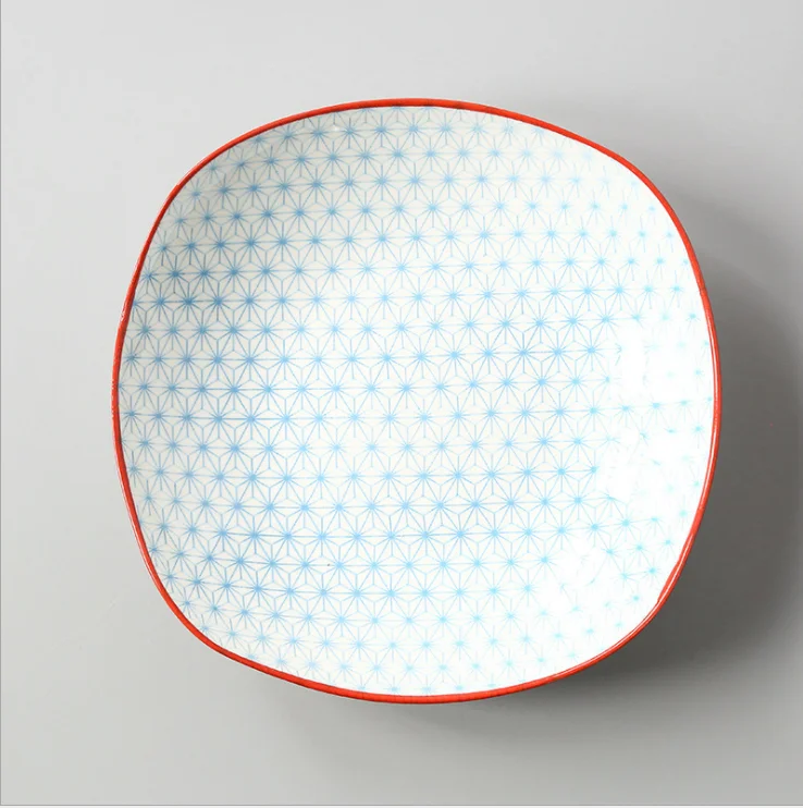Japanese 8-inch Square Ceramic Dish Glaze Color Simple Household Serving Dish Salad Plate Dinner Plates For Kitchen Utensils