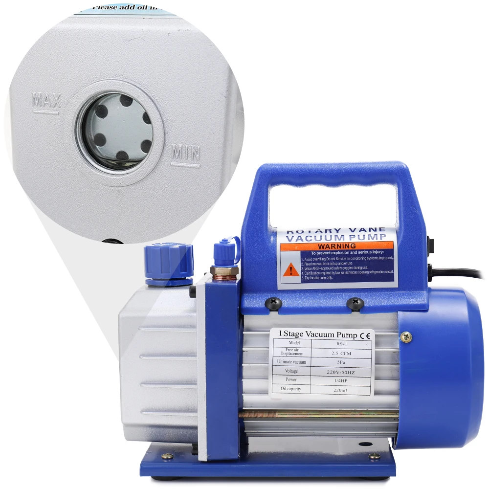 Electric Single-stage Rotary Vane Vacuum Pump Refrigeration Maintenance Automotive Industrial Vacuum Pumps Oil Mirror Window