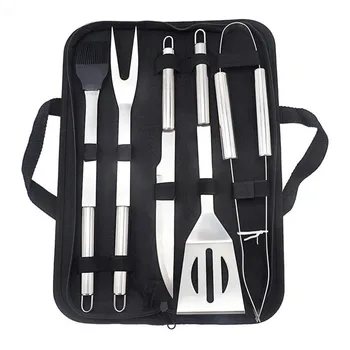 

6 Pieces BBQ Tool Set Heavy Duty Stainless Steel Grill Set with Storage Bag for Camping Outdoor Cooking Grilling