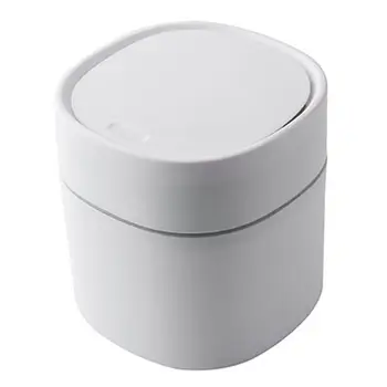 

2L Mini Trash Can Desktop Waste Bin with Push Button Lid Home Office Clean Tools R7RC