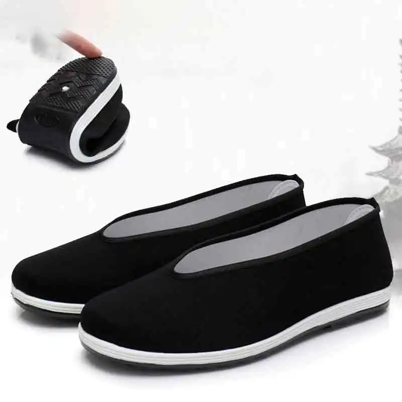Chinese Traditional Martial Arts Shoes Men Kung Fu Wing Chun Tai-Chi Wushu Black Cloth Old Beijing Casual Shoes Sport Sneaker martial arts shoes