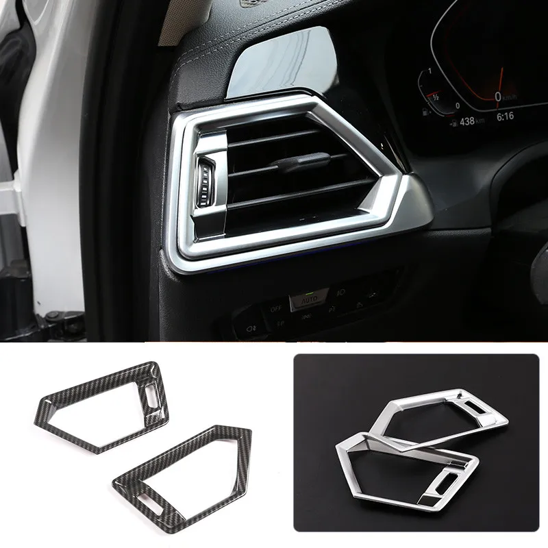 For BMW 3 series G20 2019-21 ABS chrome Carbon fiber style Car instrument panel Air conditioning outlets vent frame Sequin cover