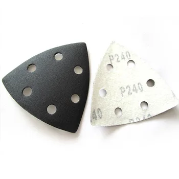 

60pcs 90mm Black Triangular Sanding Paper 6 Hole Sandpaper Sand Sheet for Oscillating Abrasive Tool Grit 60 80 120 240