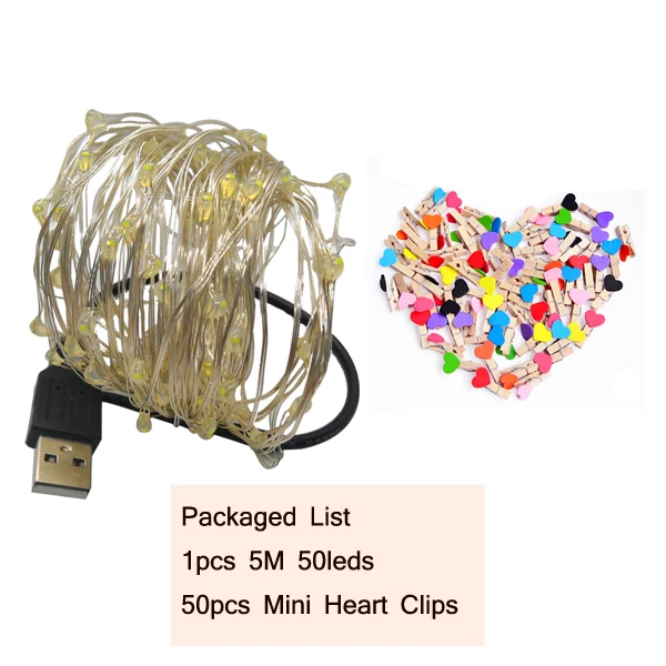 5M 20LEDS Гирлянда светодиодный 2 м 5 м 10 м USB светодиодные световые струны рождественские китайские фонарики для фото фонарики гирлянда на батарейках наружная свадьба - Испускаемый цвет: 5M 20LEDS