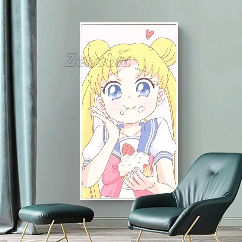 Anime Cartoon Figure Yellow-Haired Beautiful Girl Poster Home Decoration Painting Hd Print Picture Canvas for Living Room