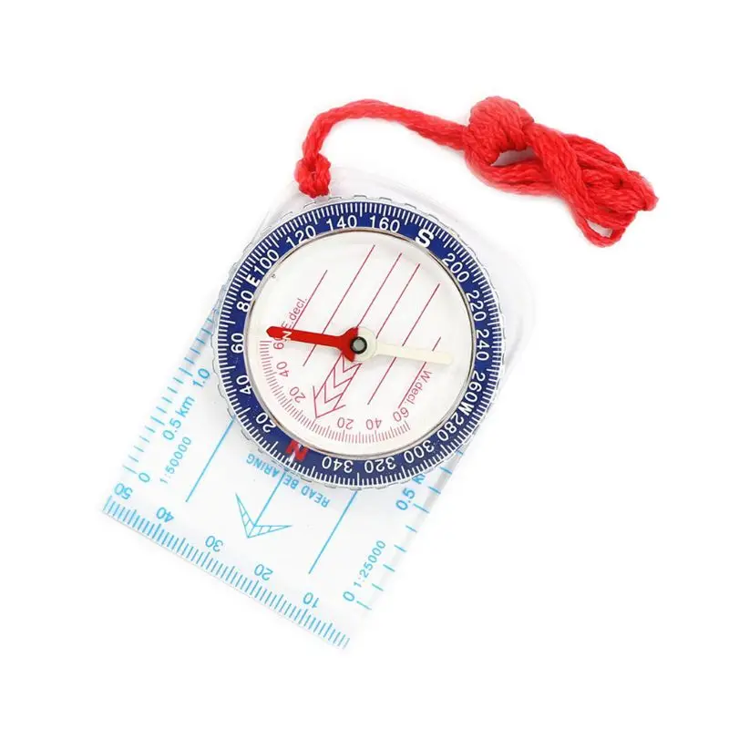 

Sturdy Acrylic Ruler Compass Lanyard Waterproof Pocket Size Outdoor Camping Hiking Gear Portable Adventure Survival Tool