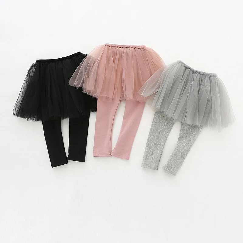 

18 Autumn New Style Korean-style Crawler-Girls Gauze Culottes Small CHILDREN'S Mock Two-Piece Trousers