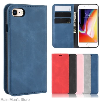 

Magnetic adsorption Pu Leather Phone Case for iPhone SE 2020 Retro Case Wallet Business Phone Protective Cover