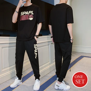 

HENCHIRY Brand Men's Clothing Set Summer Print Sportswear Men's Casual tracksuit Set Harajuku Big Boy Short Sleeve T-Shirt Set A