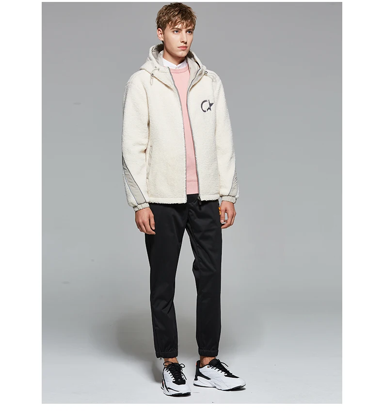 New Arrival Winter Mens White Coats High Quality Double Faced Wool Lamb Thick Warm Jacket Fashion Hooded Casual Loose Jacket