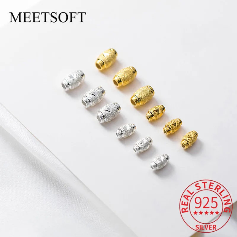 

MEETSOFT 2pcs/lot 925 Sterling Silver olive car flower Spacer Beads of DIY handmade Making Finding Necklace Jewelry Accessory