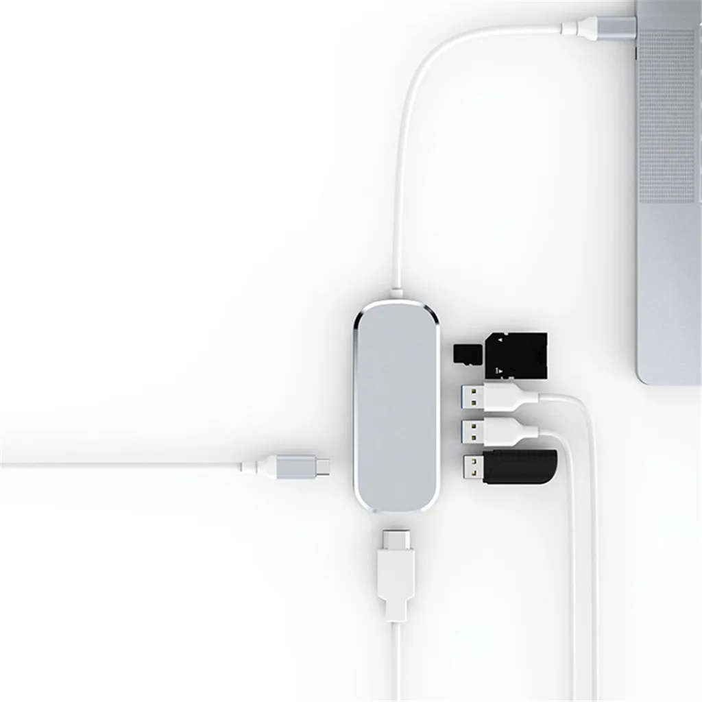 USB C концентратор 7 в 1 адаптер с Мощность доставки 4K HDMI с 3 портами(стандарт 3,0 TF карты памяти SD для ноутбуков Новое поступление Мода