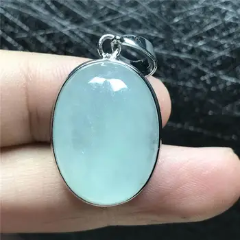 

Natural Blue Aquamarine Pendant For Women Men Crystal 23x18x10mm Oval Clear Stone Beads Silver Necklace Pendant Jewelry AAAAA