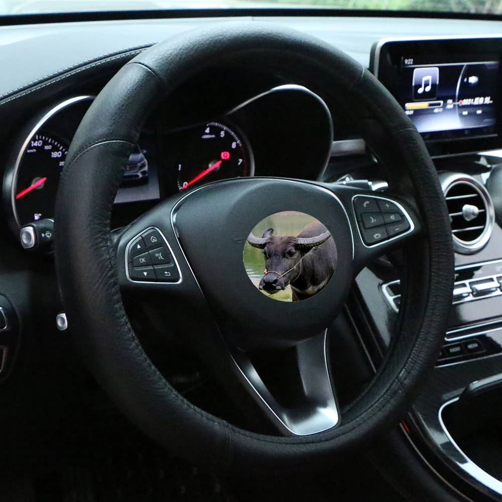 

Genuine Leather Car Steering Wheel Cover Classic Black Braiding Cover For Steering Wheel Universal Auto Silica Gel Steering Wrap