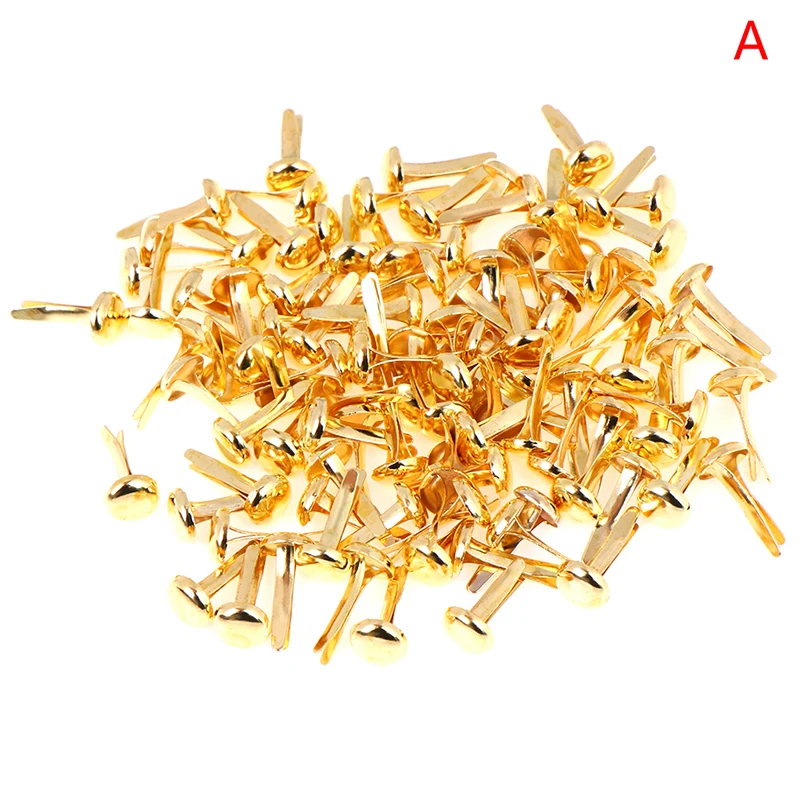 A 100PCS 50/100 шт Круглые Металлические Мини Брадс для Скрапбукинг аксессуары украшения крепежа поделка рукоделие - Цвет: A 100PCS