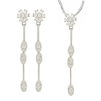 

Set of pendant more earrings in sterling silver 925MLS bathroom in rhodium and crimping in zirconia.