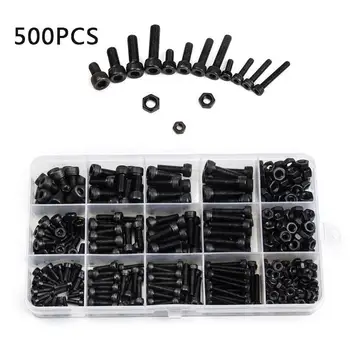 

Black Carbon-Steel Cylinder Column Hex Hexagon Screw Set 500PCS/Set M3/M4/M5 Furniture Fastener Assorted Kit