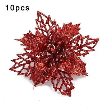 

12cm Poinsettia Christmas Glitter Flower Tree Party Decoration Holiday