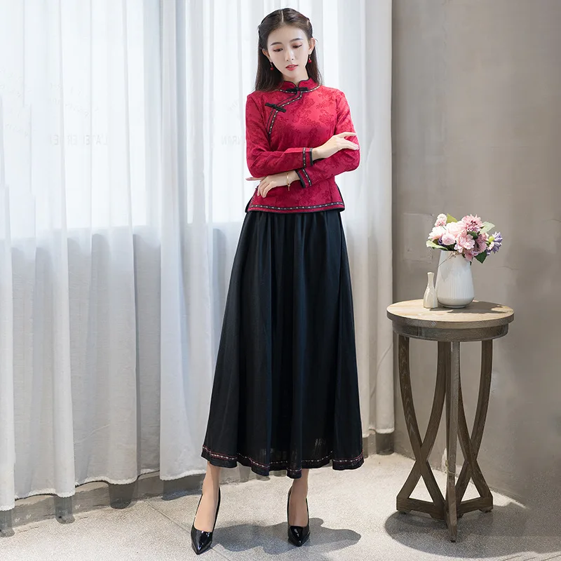 

New Style Spring Summer Ethnic-Style WOMEN'S Dress Cotton Linen Retro Colored Cloth Joint Longuette