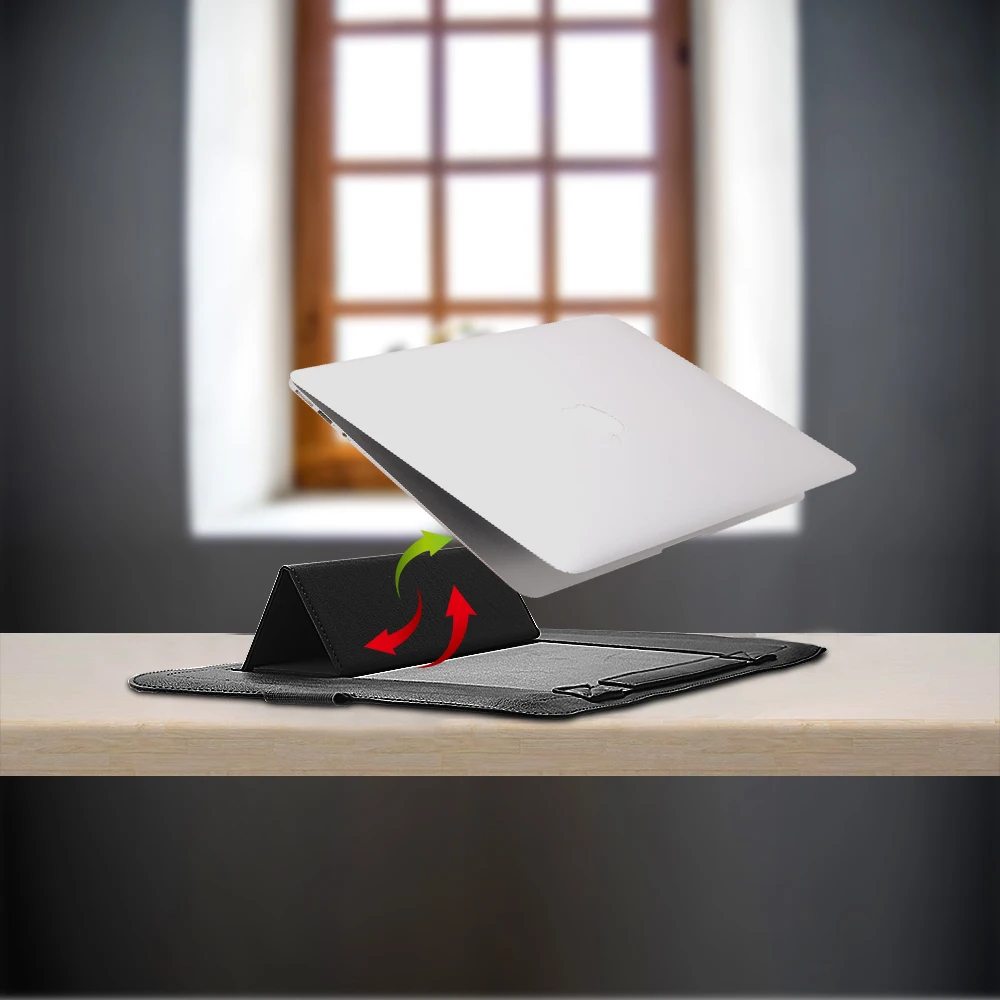 Сумка для ноутбука из искусственной кожи, водонепроницаемый чехол для Macbook Air Pro 13 15, Портативная сумка для ноутбука с опорой