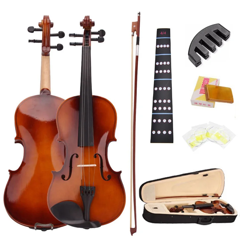 

4/4 Full Size Natural Acoustic Violin Fiddle With Case Bow Rosin Mute Stickers