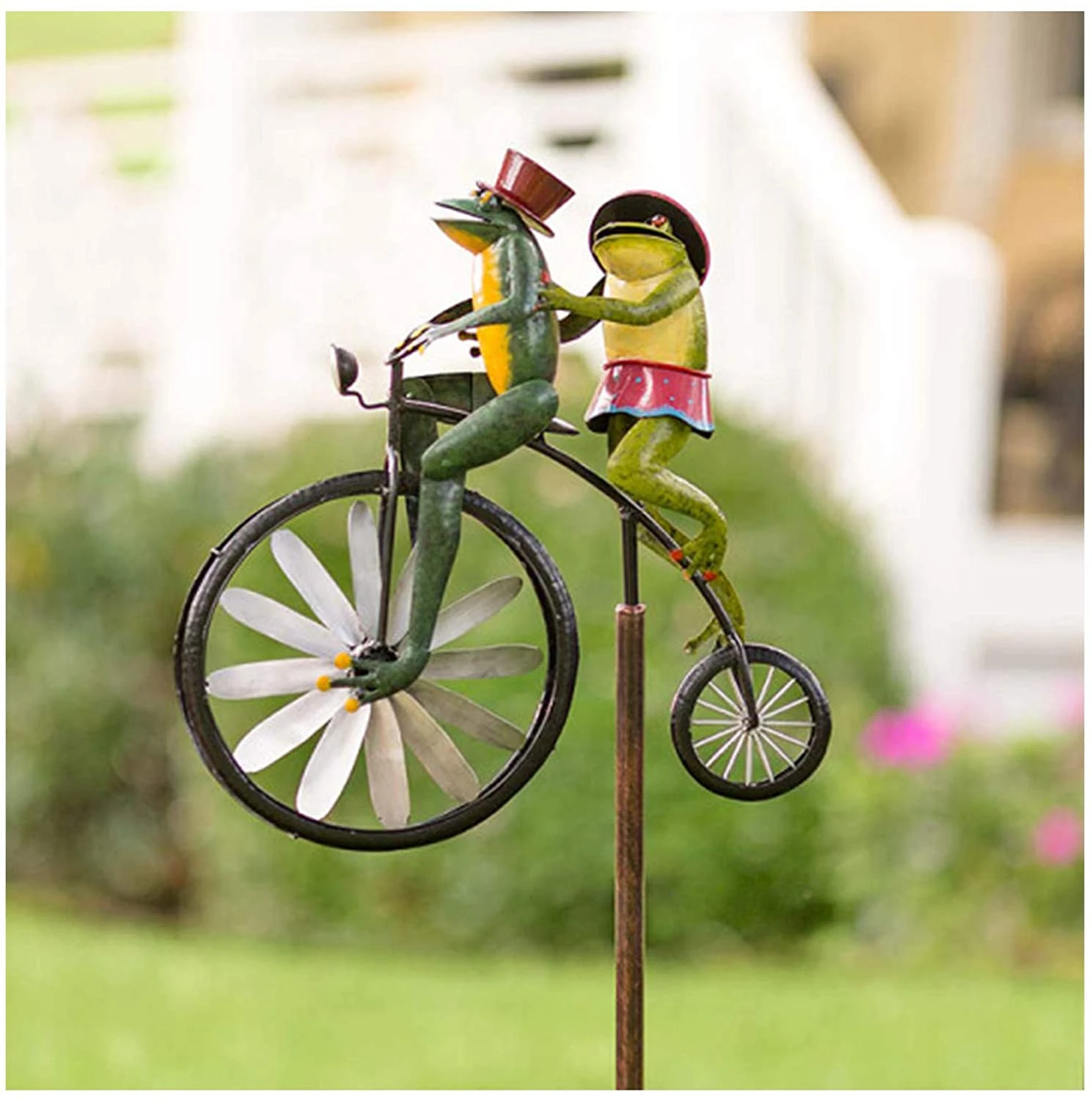 Decoración Vintage para bicicleta, adorno embellecedor de rana para jardín,  estatua de jardín - AliExpress Hogar y jardín