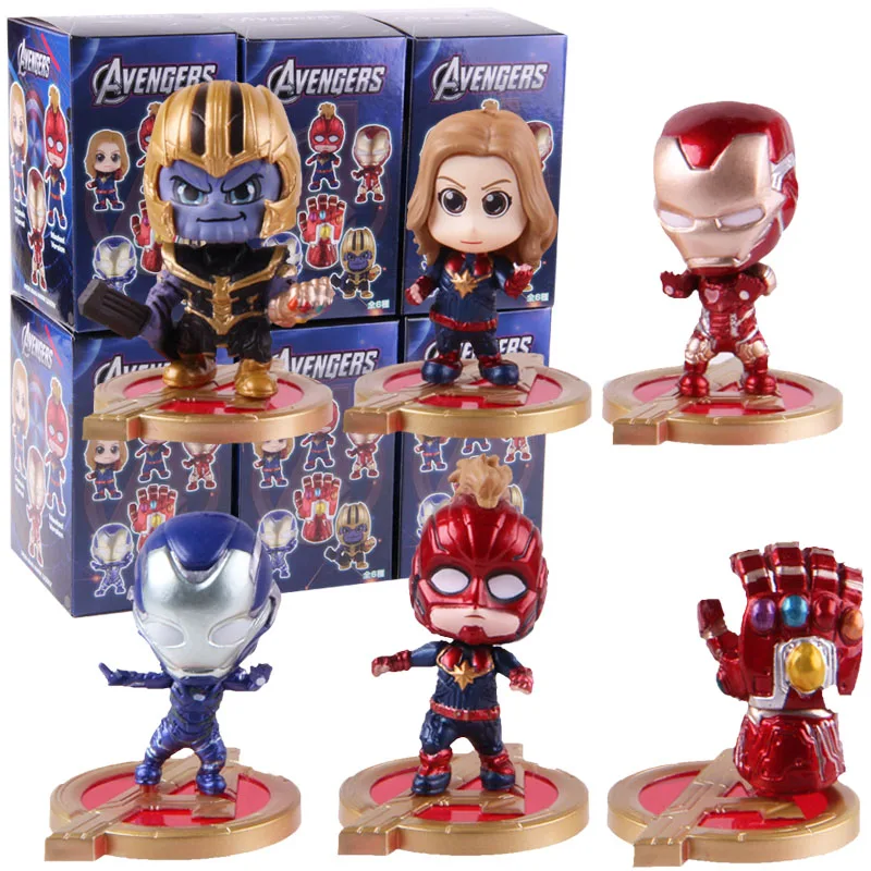 Горячие игрушки Cosbaby Мстители Бесконечность Gauntlet танос Капитан Marvel Железный человек ПВХ Фигурки игрушки подарок Western цифры 6 шт./компл