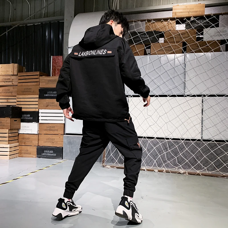2020 Workwear jacket men's Hooded Jacket+Pants 2PC Sets baseball loose Pullover coat & Long Pants Mens Clothing 2020 Workwear jacket men's Hooded Jacket+Pants 2PC Sets baseball loose Pullover coat & Long Pants Mens Clothing