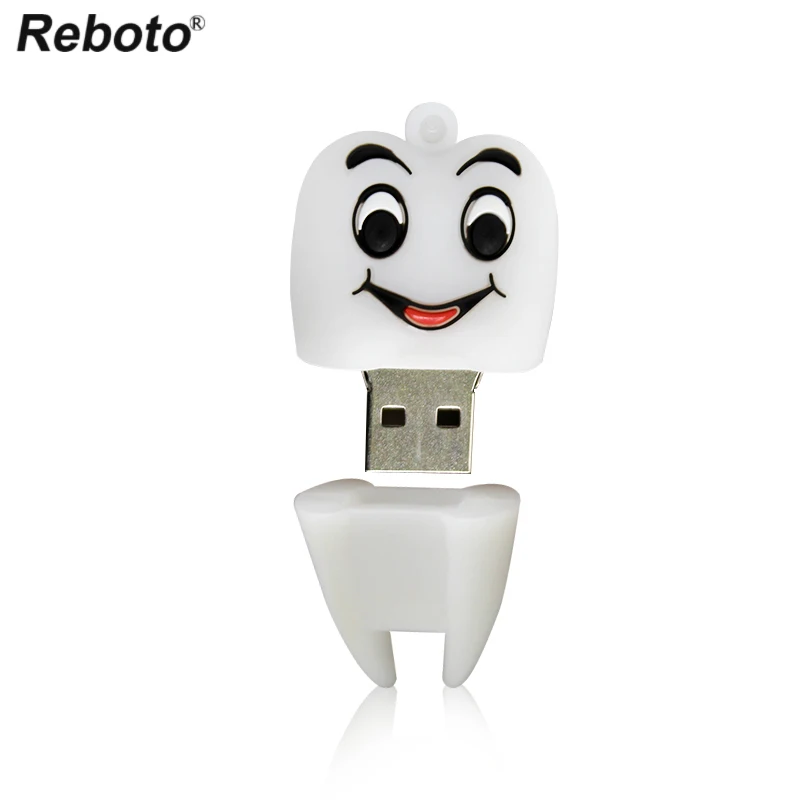 Cartoon USB Pendrive 64GB 32GB 16GB 8GB Funny Smile Tooth Flash Drive Memory Stick USB 2.0 PC Pen Drive For Files Storage